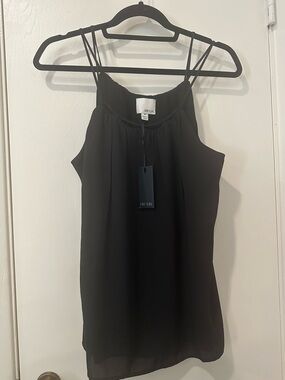 Greylin Black Double-Strap Satin Cami Top